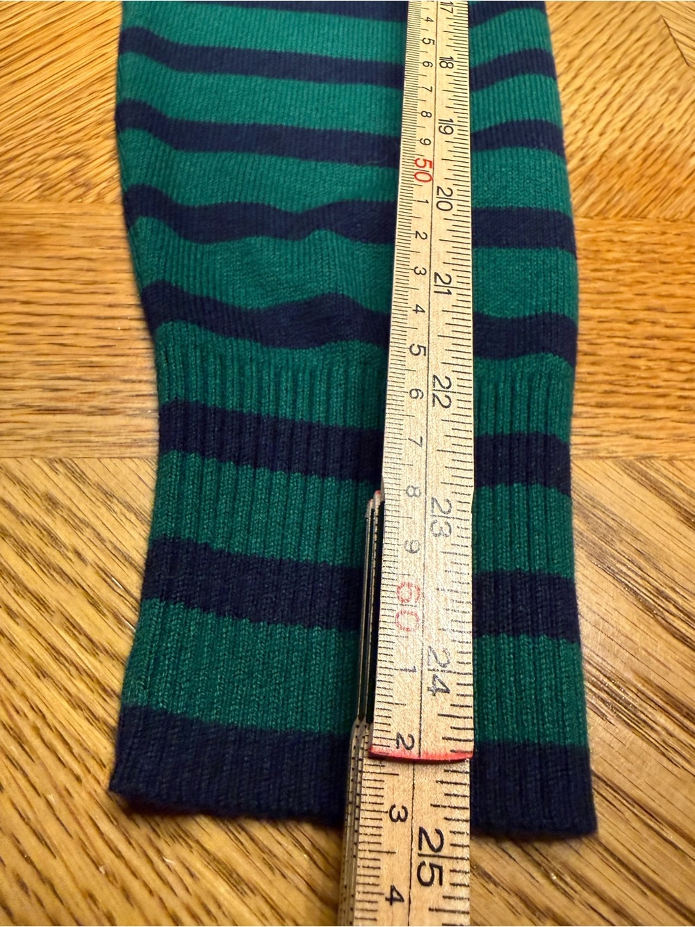 L.L.Bean Women’s Cotton Cashmere Striped Turtleneck Sweater Green Navy M Preppy - Picture 9 of 10